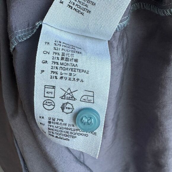 COS Button Front Gray Short Sleeve Lagenlook Minimalist Feminine Dress Small 36 - Picture 9 of 9